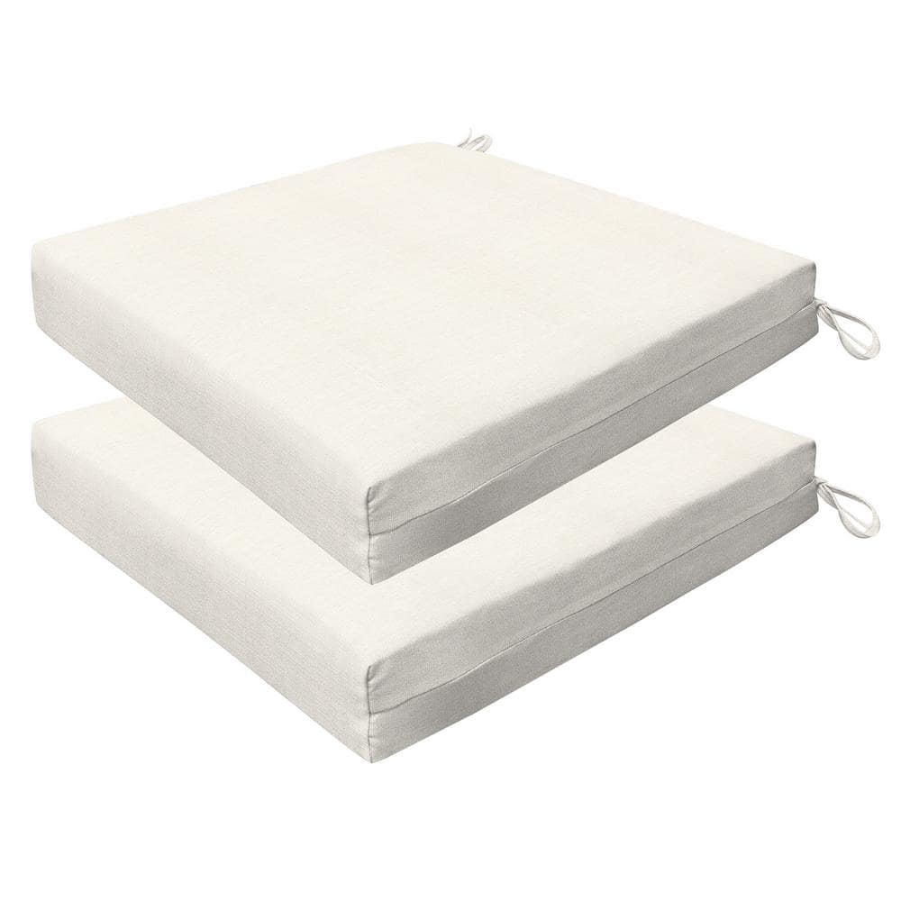 Outdoor 20 in. Square Premium Dining Seat Cushion Textured Solid Bone (Set 