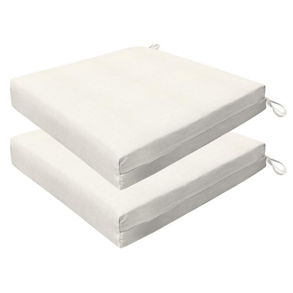 Honeycomb Outdoor 20 in. Square Premium Dining Seat Cushion Textured Solid Bone (Set of 2)