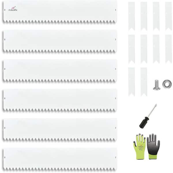 Unbranded 6 Pack 40 in. L x 8" H Antique White Steel Garden Landscape Edging for Straight/Mild Curved Lines w/ Gloves & 10 Stakes