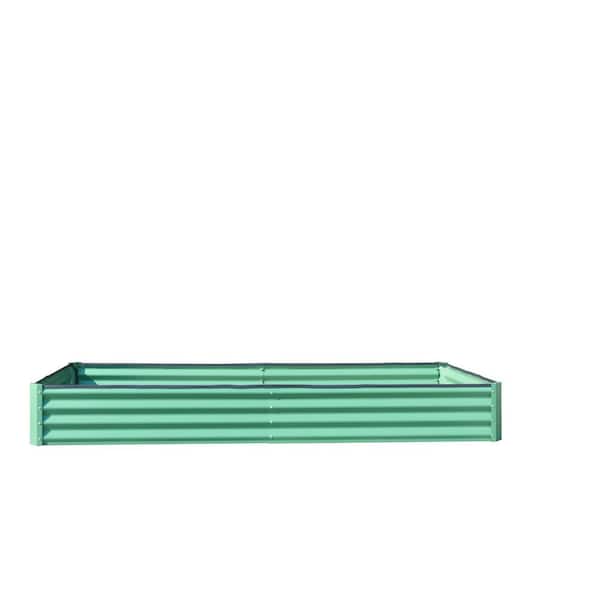 Unbranded 8 ft. x 4 ft. x 1 ft. Green Outdoor Metal Raised Garden Bed Galvanized Planter Garden Boxes for Vegetable Flower Herbs
