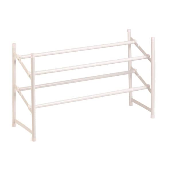 Honey-Can-Do 9.1 in. H 12-Pair 2-Tier White Steel Shoe Rack