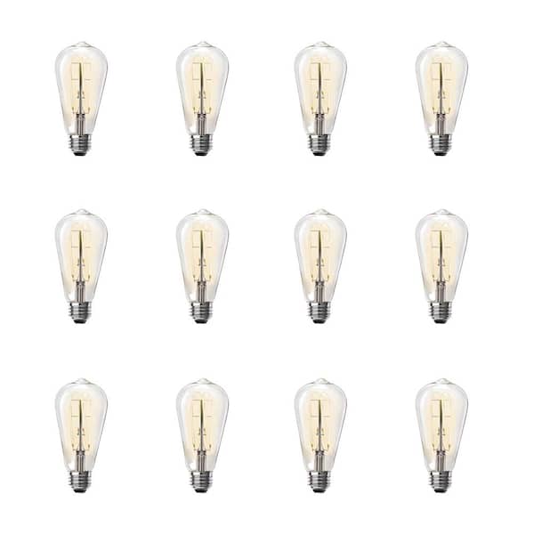 Feit Electric 40-Watt Equivalent ST19 DImmable M-Shape Filament Clear Glass E26 Vintage Edison LED Light Bulb, Warm White (12-Pack)