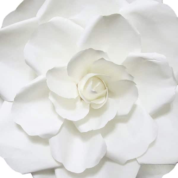 12 in. Large White Artificial Paper Rose Flower Wall Decor Backdrop (Set of 3)