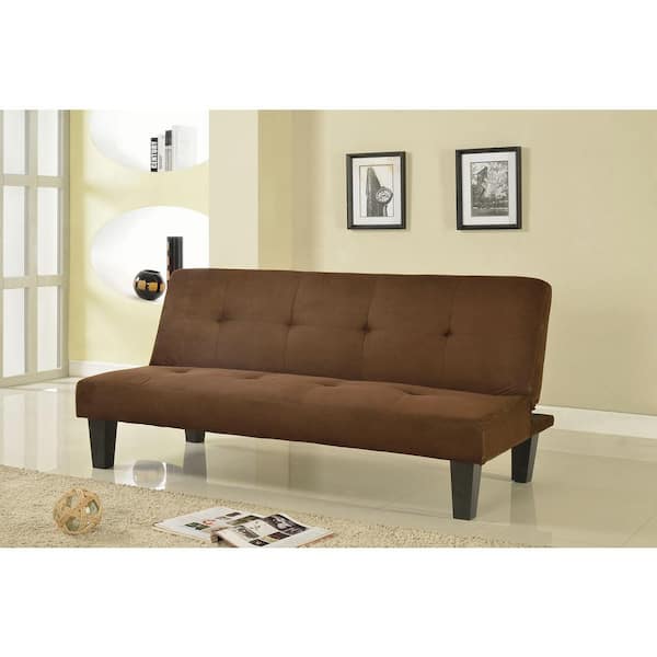 Star Home Living Chocolate Brown Microfiber Convertible Sofa Bed Futon