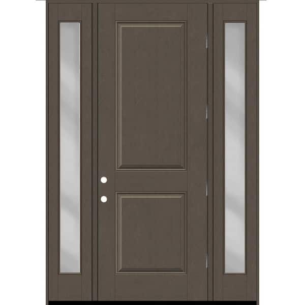 Steves & Sons Regency 64 in. x 96 in. 2P Squaretop LHOS Ashwood Stain Mahogany Fiberglass Prehung Front Door w/Clear 12 in. SLs 4-9/16