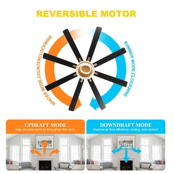 Maya 72 in.Indoor French Gold DIY Shape Dimmable Modern Ceiling Fan with LED Light, Reversible 6-Speed Ceiling w/ Remote