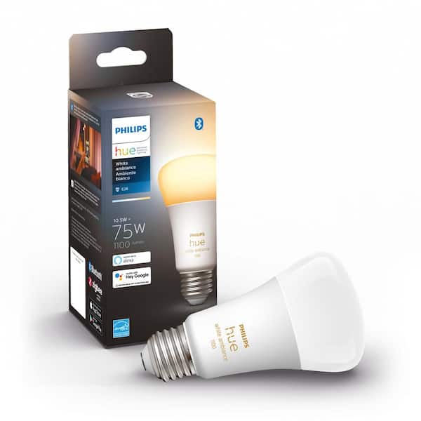 Philips Hue 75-Watt Equivalent A19 Smart LED Tunable White Light Bulb with Bluetooth (4-Pack)