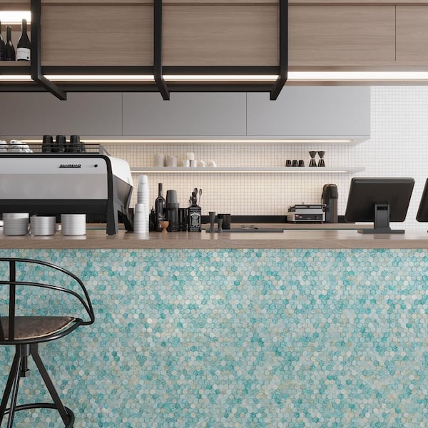 Apollo Tile Verre 11.7 in. x 11.8 in. Matte Blue Glass Mosaic Wall