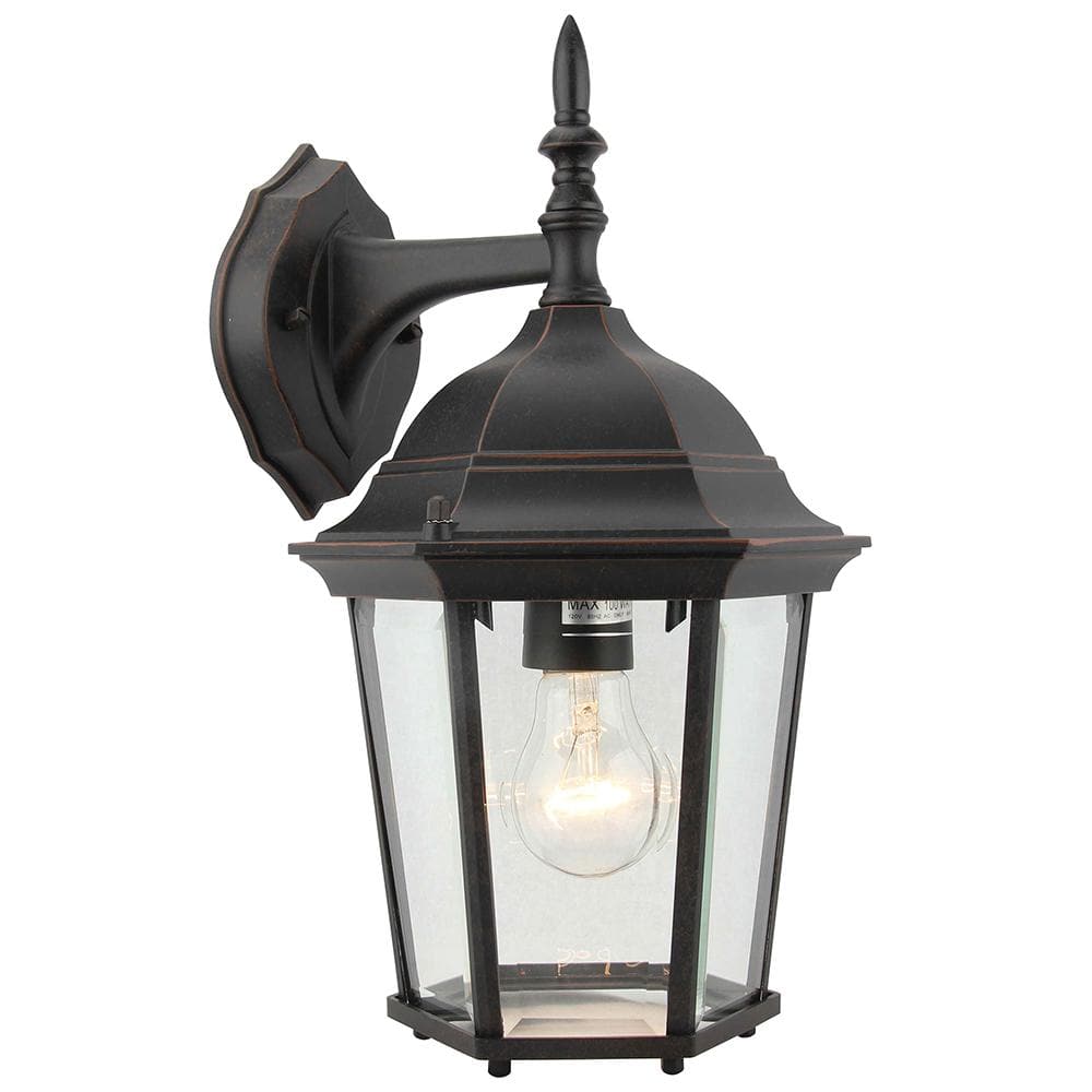 Livorno Bronze Outdoor Hardwired Lantern Sconce with Incandescent