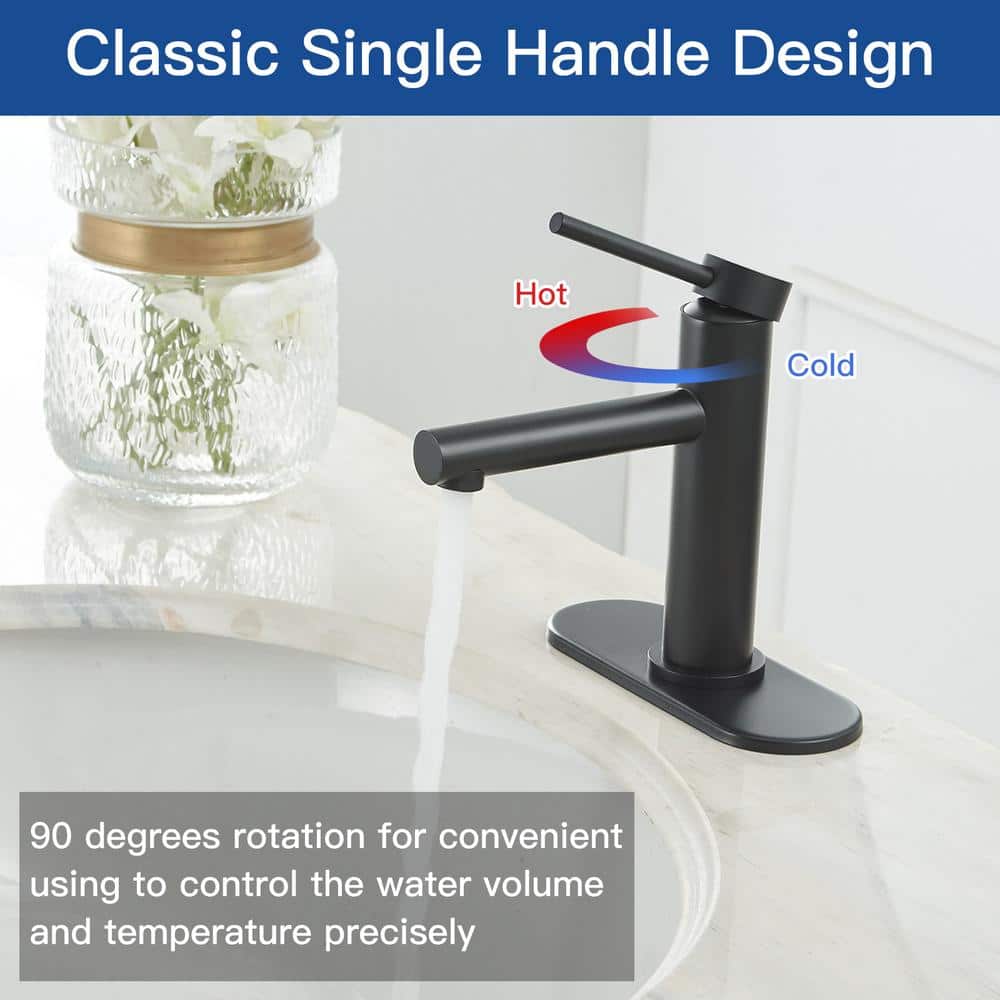 Matte Black Single Handle Brass Bathroom Faucet