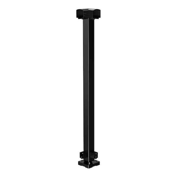 42 in. H x 4 in. W Black Aluminum Deck Railing Corner Post