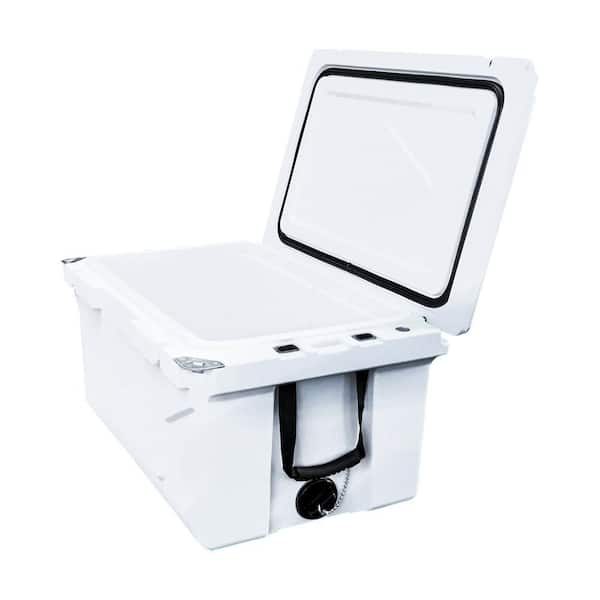 Outdoor Series 65 qt. Beverage Cooler Box with Ice Retention & Fish Ruler in White