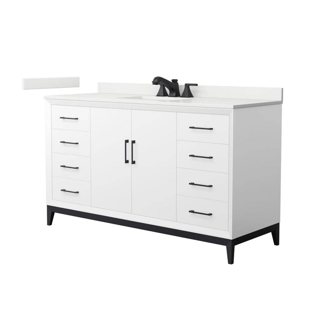 Amici 60 in. W x 22 in. D x 35.25 in. H Single Bath Vanity in White with White Quartz Top price history on PriceWatchPro