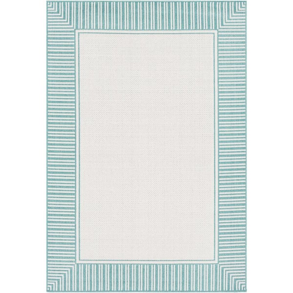 Livabliss Felix Teal 2 ft. 3 in. x 4 ft. 6 in. Solid Indoor/Outdoor Patio Area Rug