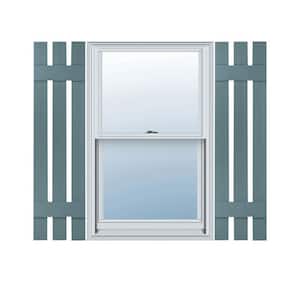 12 in. W x 43 in. H Vinyl Exterior Spaced Board and Batten Shutters Pair in Wedgewood Blue