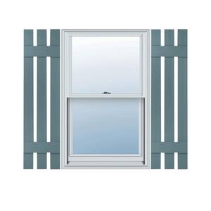 12 in. W x 35 in. H Vinyl Exterior Spaced Board and Batten Shutters Pair in Wedgewood Blue