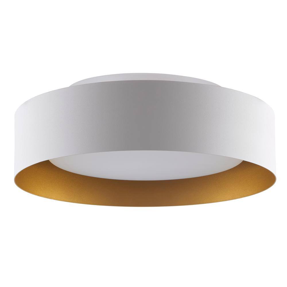Lynch 15.75 in. 3-Light White and Gold Flush Mount Ceiling Light
