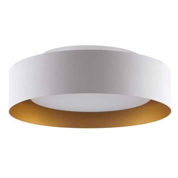 Bromi Design Lynch 15.75 in. 3-Light White and Gold Flush Mount Ceiling Light