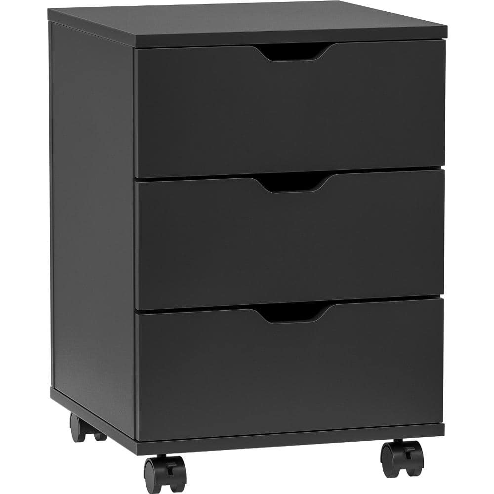 3-Drawer Vertical File Cabinet Rolling Wood Mobile Filing Cabinets Under Desk with Casters (Fully Assembled)in Black price history on PriceWatchPro