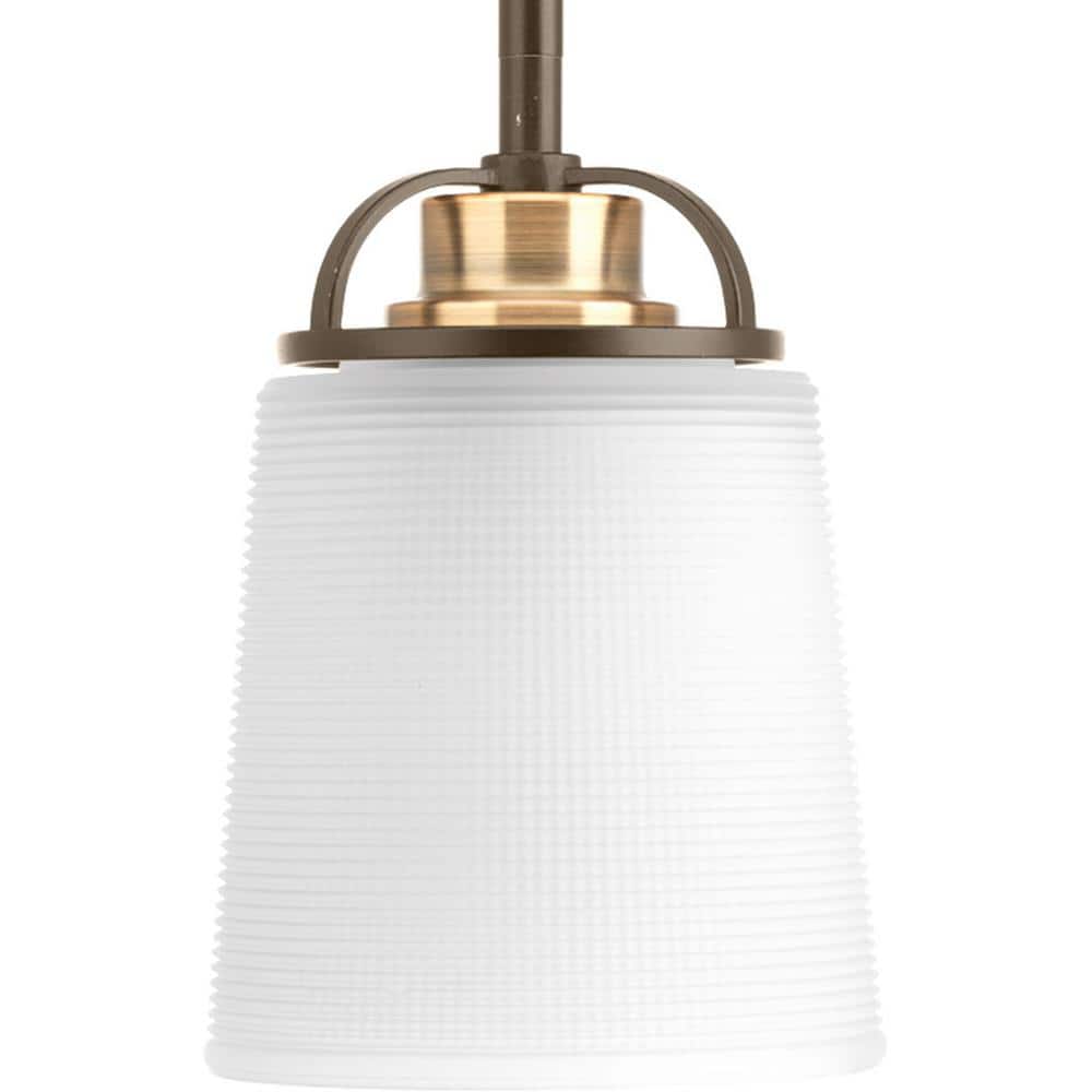 West Village Mini Pendant Light with Double Prismatic Glass Shade in Antique Bronze
