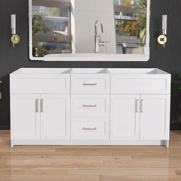 Mox 72 in. W x 21.5 in. D x 33.5 in. H Freestanding Bathroom Double Vanity Cabinet without Top in White Unassembled