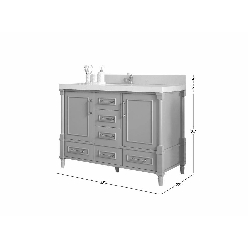 Alabaster Solid Wood Single Bathroom Vanity with Carrara Marble Top