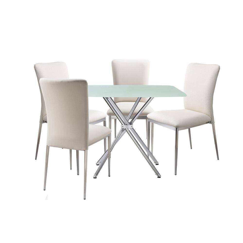 White Faux Leather Upholstered Side Chair with Metal Legs