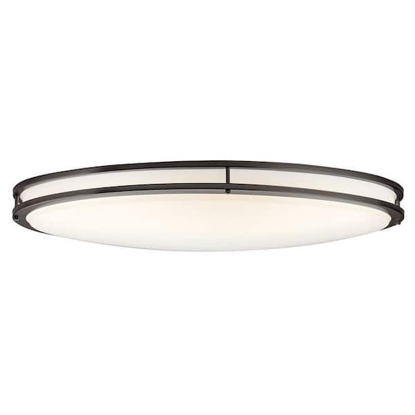 Avon 32.5 in. 1-Light Olde Bronze Integrated LED Transitional Hallway Oval Flush Mount Ceiling Light