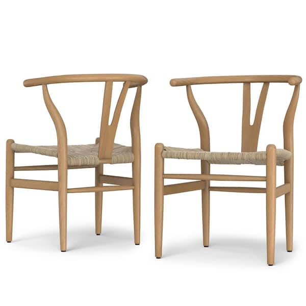 Simpli Home Hershey Mid Century Modern Dining Chair (Set of 2) in Natural, Fully Assembled