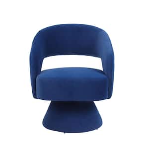 Fabric Upholstered Blue Swivel Accent Chair Armchair Round Barrel Chair Comfy Single Sofa Modern Side Chair
