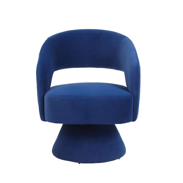 Unbranded Fabric Upholstered Blue Swivel Accent Chair Armchair Round Barrel Chair Comfy Single Sofa Modern Side Chair