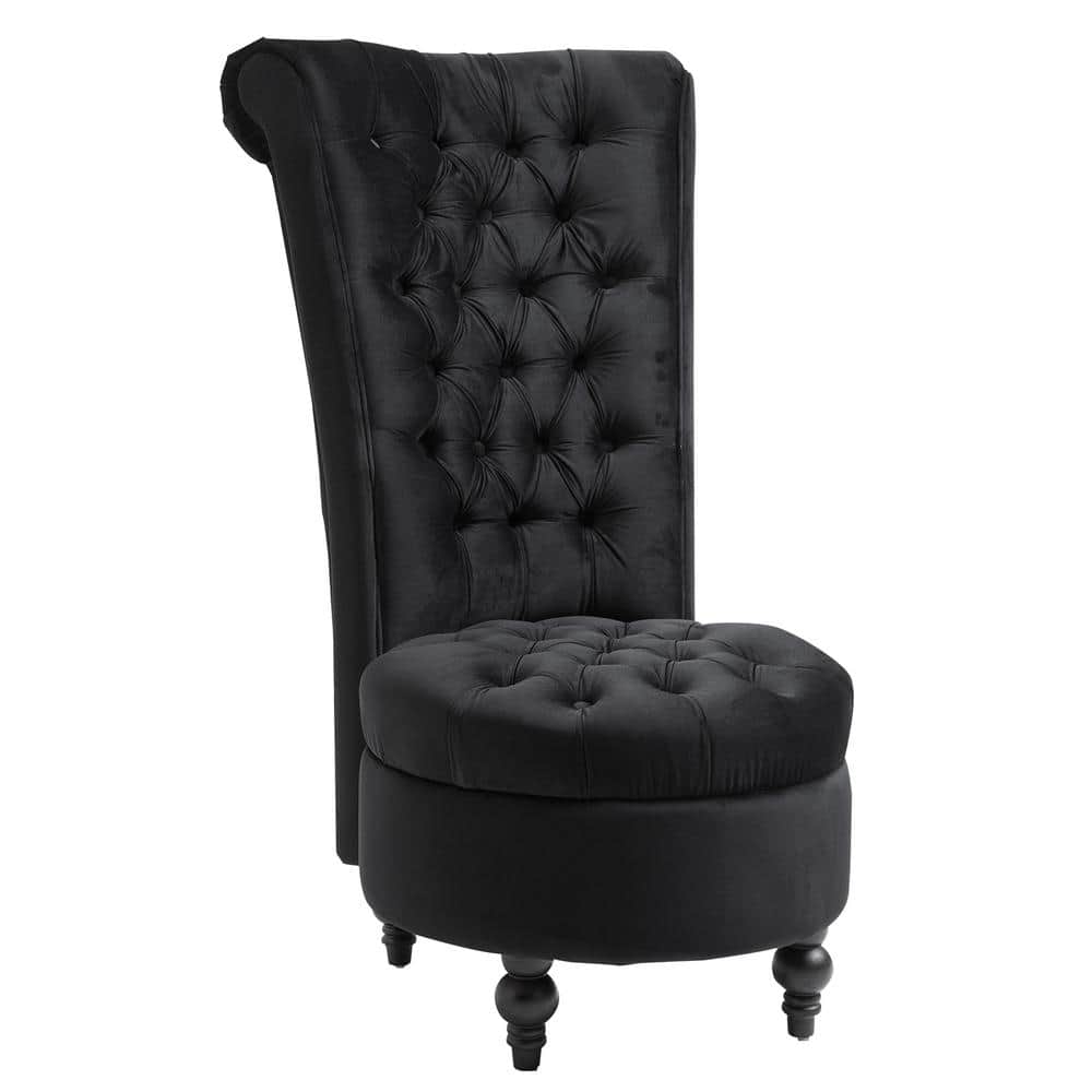 HOMCOM Black High Back Accent Chair Upholstered Armless Chair Retro  Button-Tufted Design with Thick Padding and Rubberwood Leg 02-0680 - The  Home 