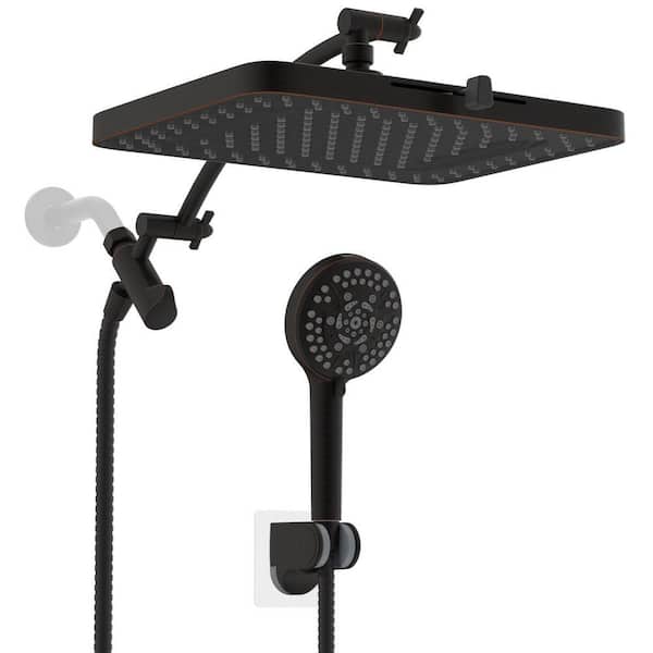 High Pressure 10-spray 13 in. Wall Mount Dual Fixed and Handheld Shower Head 1.8 GPM in Oil Rubbed Bronze Finish