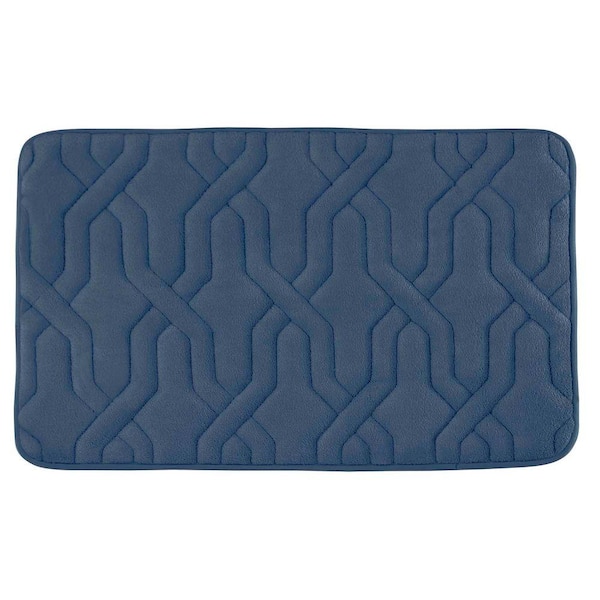 BounceComfort Drona Dusty Blue 17 in. x 24 in. Memory Foam Bath Mat