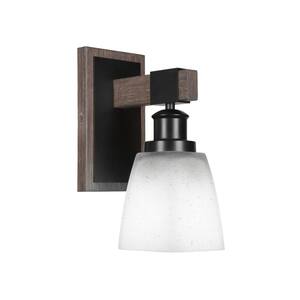 Richmond 1-Light Matte Black and Painted Distressed Wood-look Metal Wall Sconce