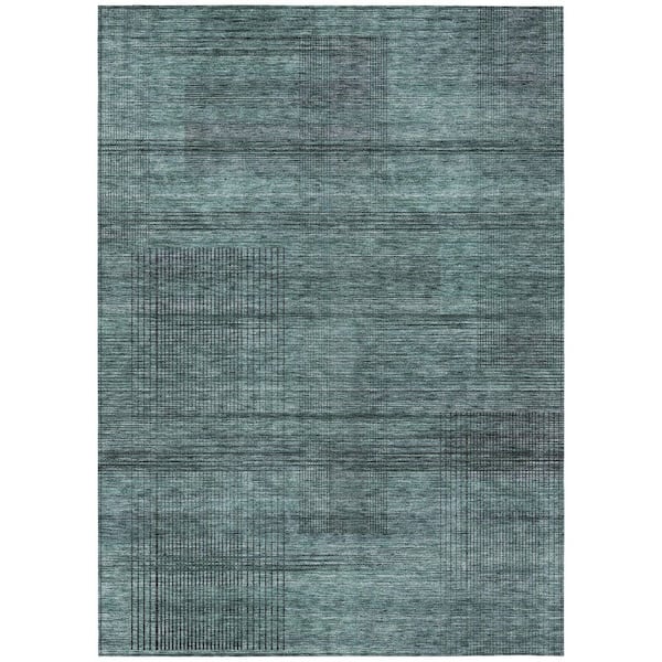 Chantille Machine Washable Indoor/Outdoor Abstract ACN820 Teal 2 ft. 6 in. x 3 ft. 10 in. Area Rug