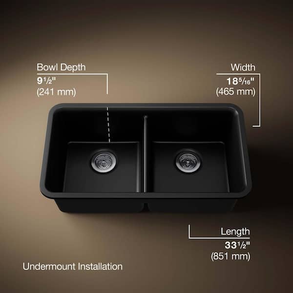 KOHLER Cairn Undermount Neoroc Granite Composite 33.5 in. Double