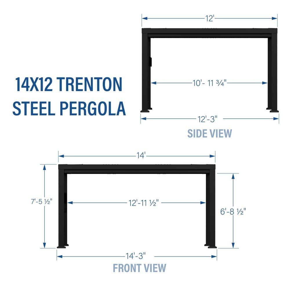 Trenton 14' x 12' Black Steel Pergola with Canopy
