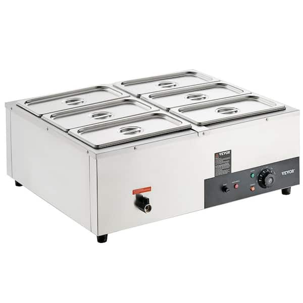 VEVOR 2-Pan Commercial Food Warmer 1200-Watt 6 in. Deep Stainless Steel  Buffet Food Warmer 8.5 Qt./Pan BWTCXTC2C00000001V1 - The Home Depot