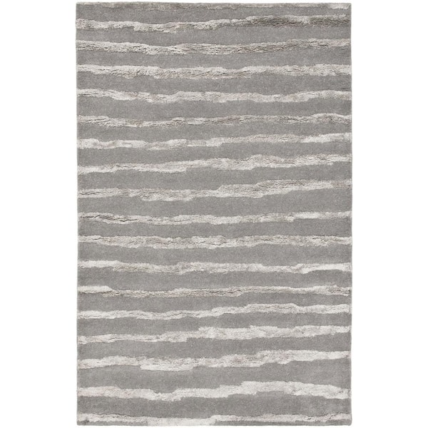 Soho 11 ft. x 15 ft. Gray Contemporary Striped Area Rug