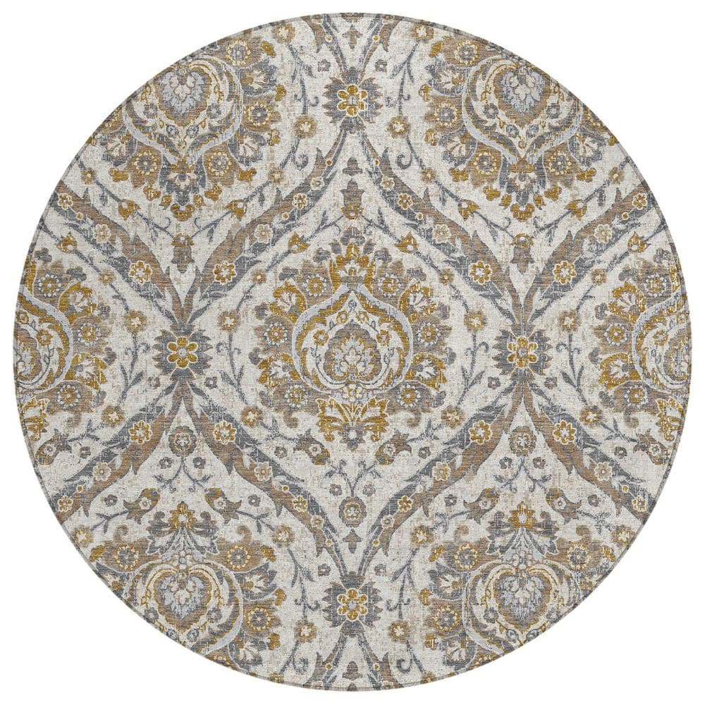 Chantille Machine Washable Indoor/Outdoor Abstract ACN2703 Beige 8 ft. x 8 ft. Round Rug price history on PriceWatchPro