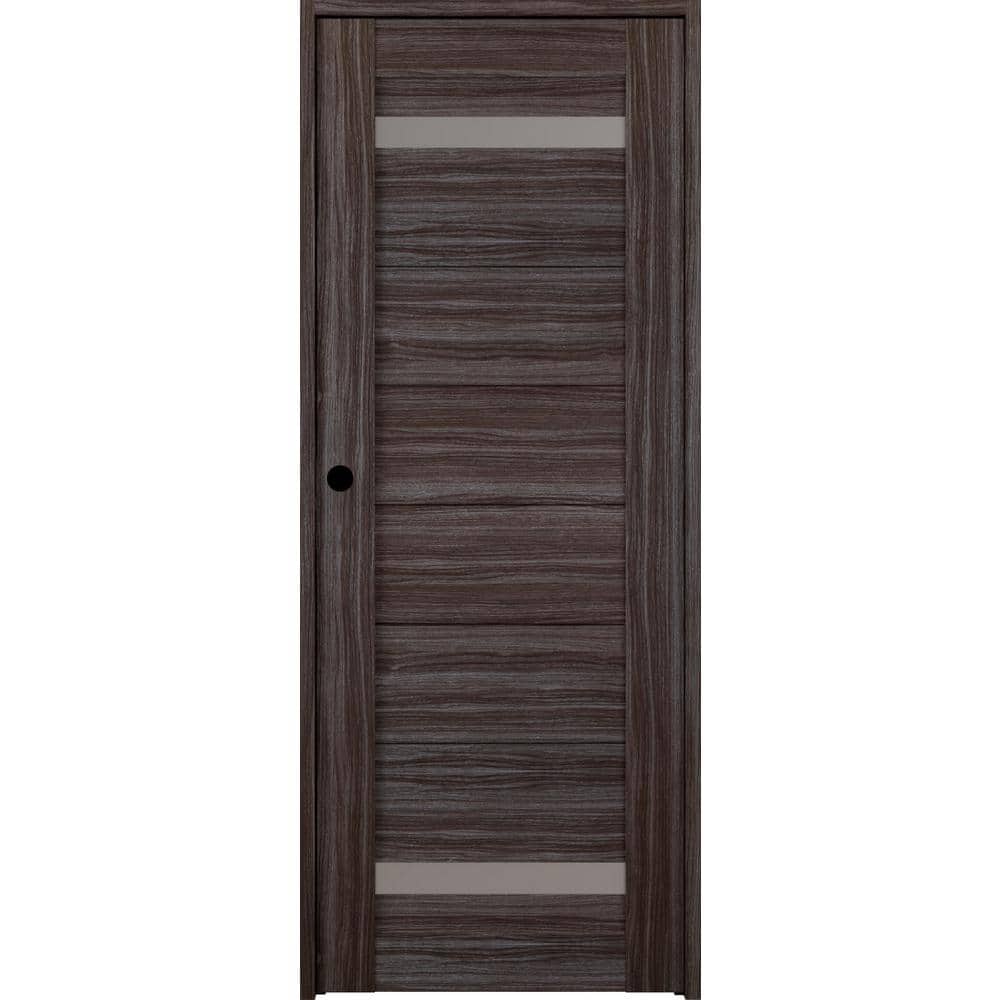Perla 24 in. x 83.25 in. Right-Hand Frosted Glass Gray Oak Solid Core Wood Composite Single Prehung Interior Door price history on PriceWatchPro