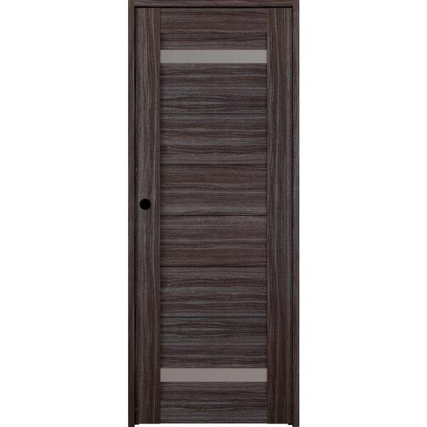 Belldinni Perla 28 in. x 83.25 in. Right-Hand Frosted Glass Gray Oak Solid Core Wood Composite Single Prehung Interior Door