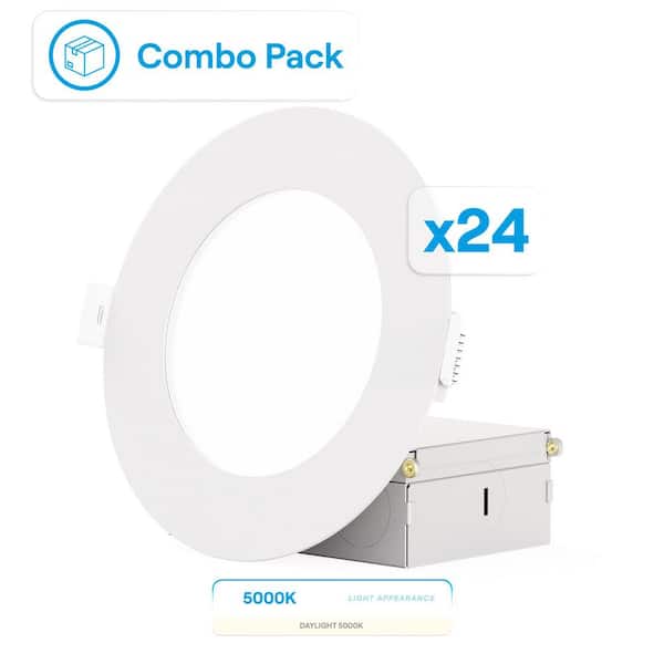 4 in. 5000K IC Rated New Construction Canless 65-Watt Equivalent Integrated LED Recessed Lighting Kit 24-Pack