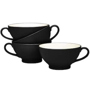 Colorwave Graphite 5.5 in., 18 fl. oz. (Black) Stoneware Handled Bowls, (Set of 4)