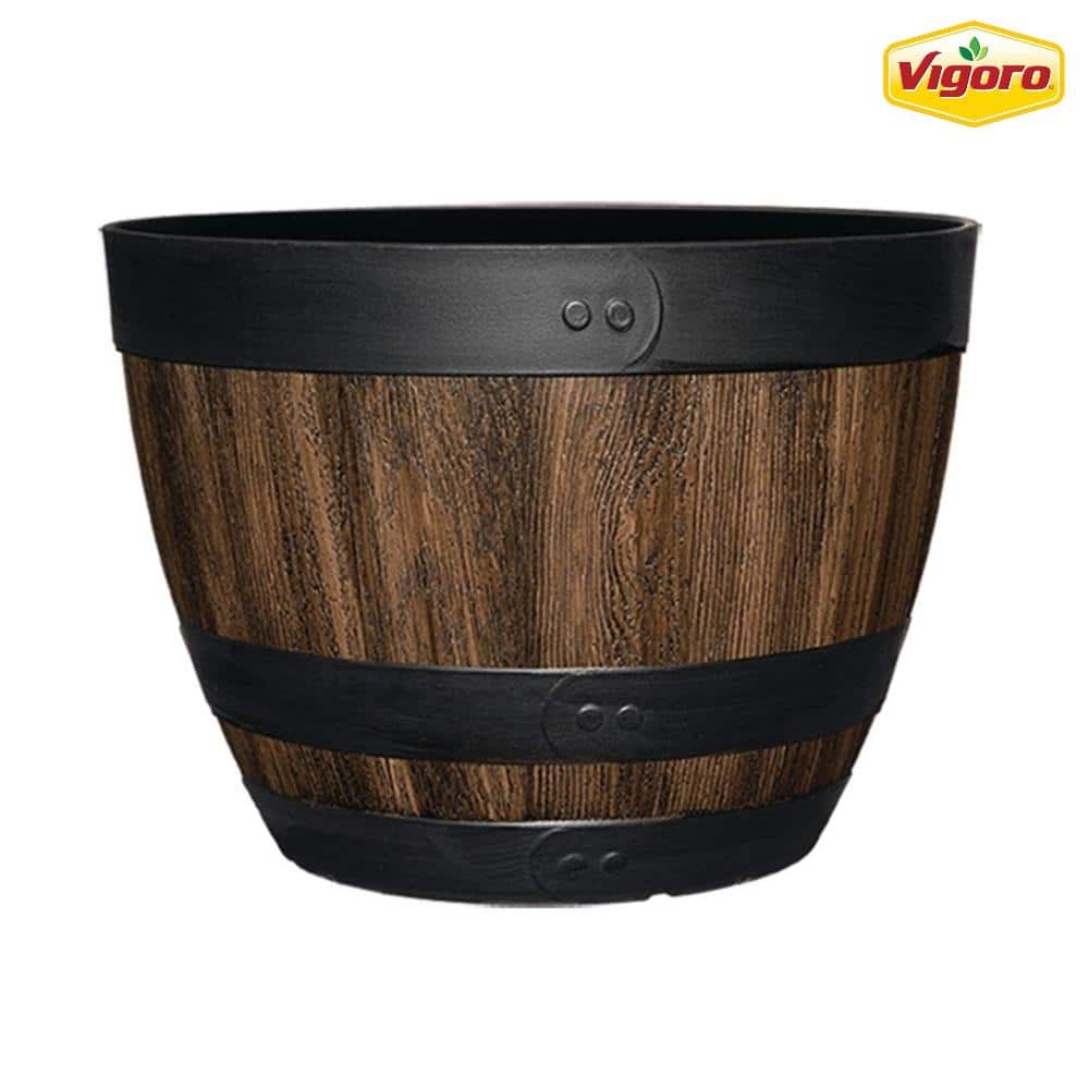 20 In. Dia X 14.5 In. H Kentucky Walnut Resin Wine Barrel** small crack at bottom**