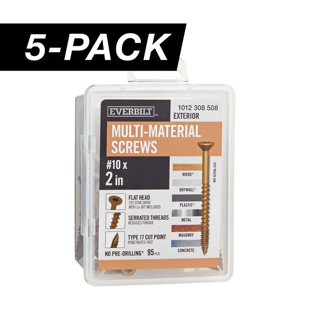 5-Pack #10 x 2 in. Brown 6-Lobe Star Drive Exterior Flat Head Multi-Material Screw (5 lbs. / 475-piece) price history on PriceWatchPro