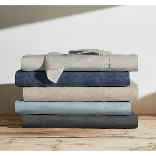 BRIELLE HOME Heather Printed Sheet Set, Charcoal-Queen