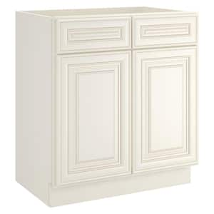 30 in. W x 21 in. D x 34.5 in. H Plywood Ready to Assemble Bath Vanity Cabinet without Top in Cameo White