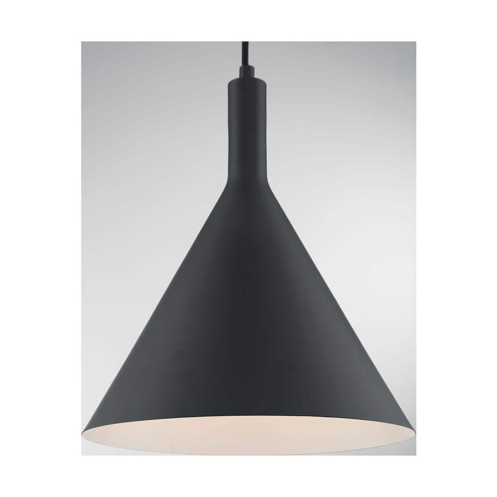 Matte Black Modern Funnel-Shaped LED Pendant Light